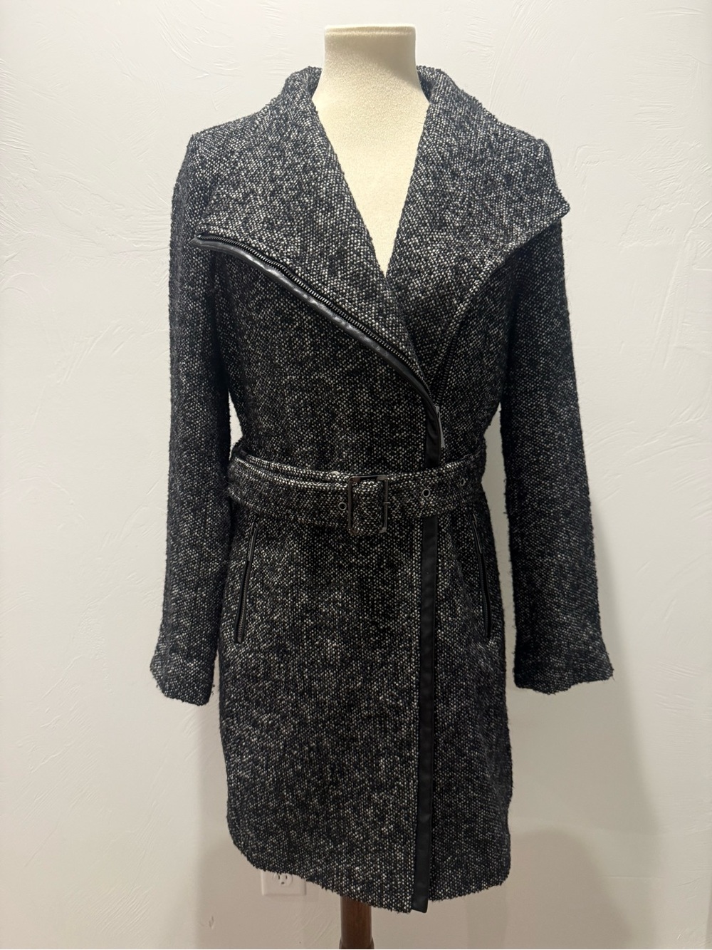 Michael Kors Women's Asymmetrical Wool-Blend Tweed Moto Coat